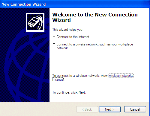 New Connection wizard