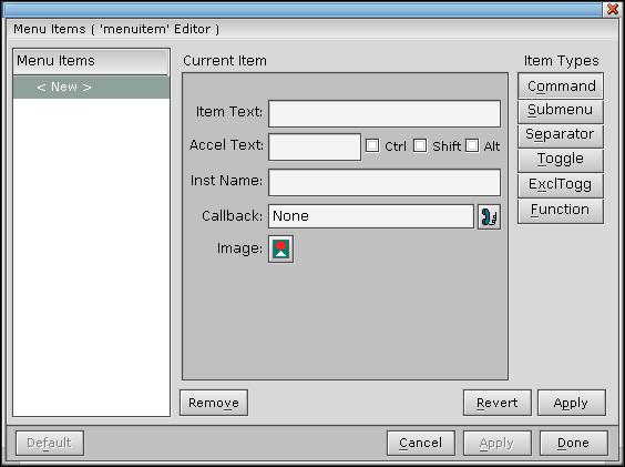 Menu editor