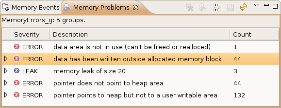 Memory Problems errors statistics