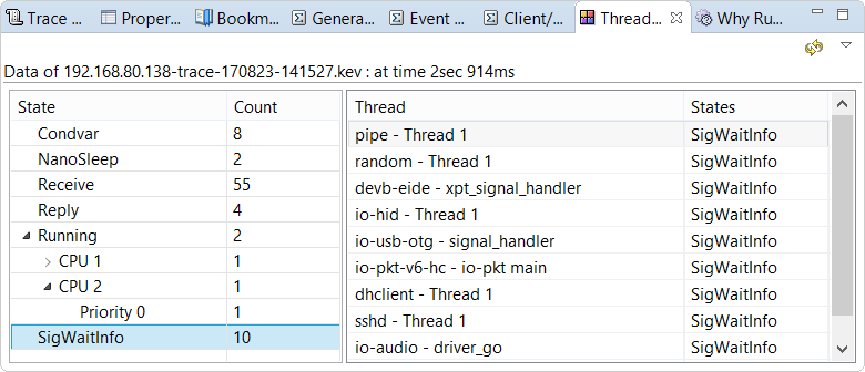 Thread State Snapshot view