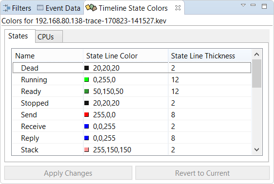 Timeline State Colors view