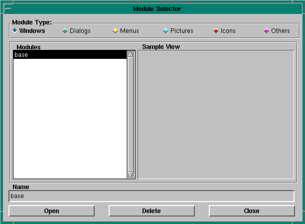 Module Selector dialog