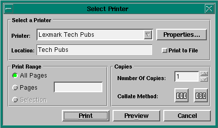 Print Selection dialog