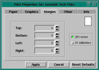 Photon Printer Margins